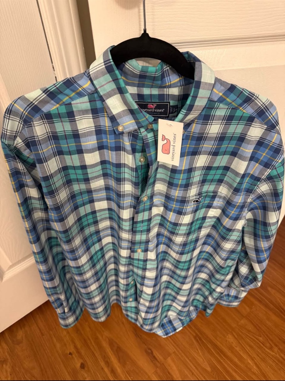 Vineyard Vines Teal & Blue Plaid Button-Down Shirt